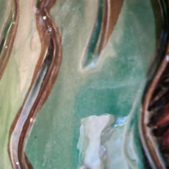 Handcrafted Ceramic Art Platter with Orange and Blue Design - Picture 10 of 12